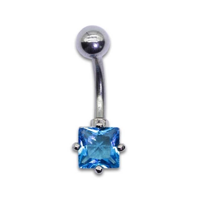 Niebieska Cyrkonia Piercing do Pępka Biżuteria 6mm Kryształ
