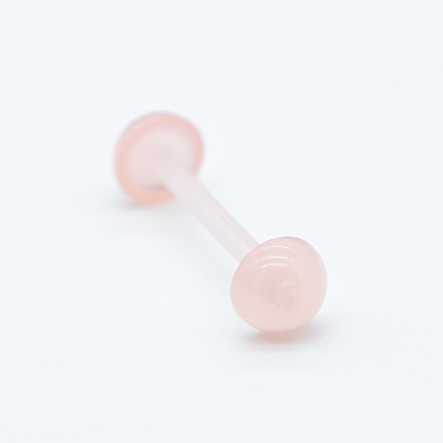 Podwójna różowa kopuła Płaskie dno Tongue Ring Piercing Akryl 14G 16mm