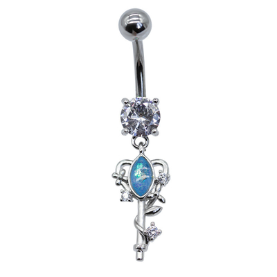 Niebieski Opal Gem Body Piercing Biżuteria 14ga 316 Kształt klucza ze stali nierdzewnej