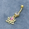 Piercing ze stali nierdzewnej 316 Biżuteria Pozłacana Lotus Dangle Pink Gem