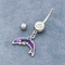 Podwójne cyrkonie Body Piercing Biżuteria Srebrny Delfin Body Jewelry 6mm