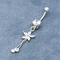 12mm Tassel Srebrny Pępek Piercing Okrągły Diament Biżuteria Ze Stali Nierdzewnej 316