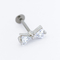 ODM Bow Knot Top Lip Piercing Labret Double Clear Triangle Cyrkon Gems