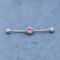 Różowy cyrkonowy kamień Industrial Bar Biżuteria 40mm Piercing ze stali chirurgicznej