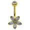 Flower Marquise Crystals Silver Gold Kolczyk do pępka ze stali chirurgicznej Piercing 14G